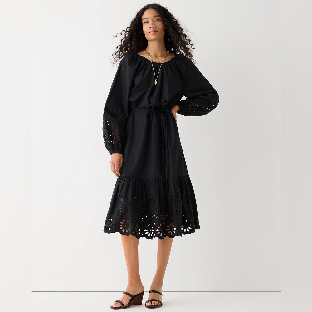 J.Crew Eyelet-trim midi dress eyelet ruffle hem BP847
